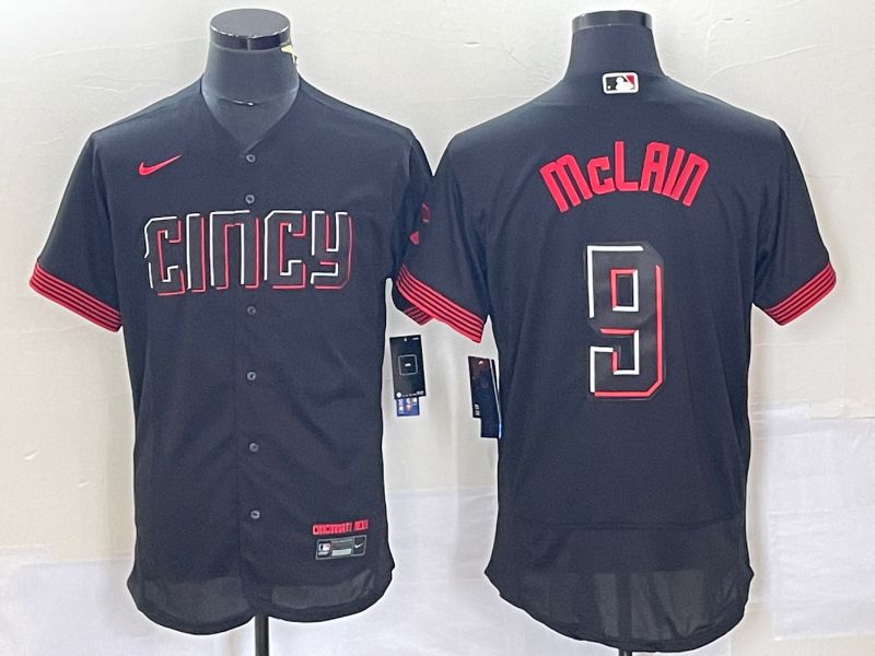 Men Cincinnati Reds #9 Mclain Nike Black 2023 City Connect Replica Player Elite MLB Jersey3